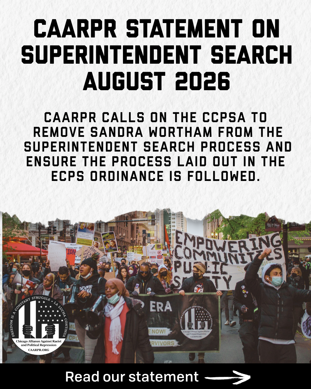 CAARPR Statement on Superintendent Search August 2026