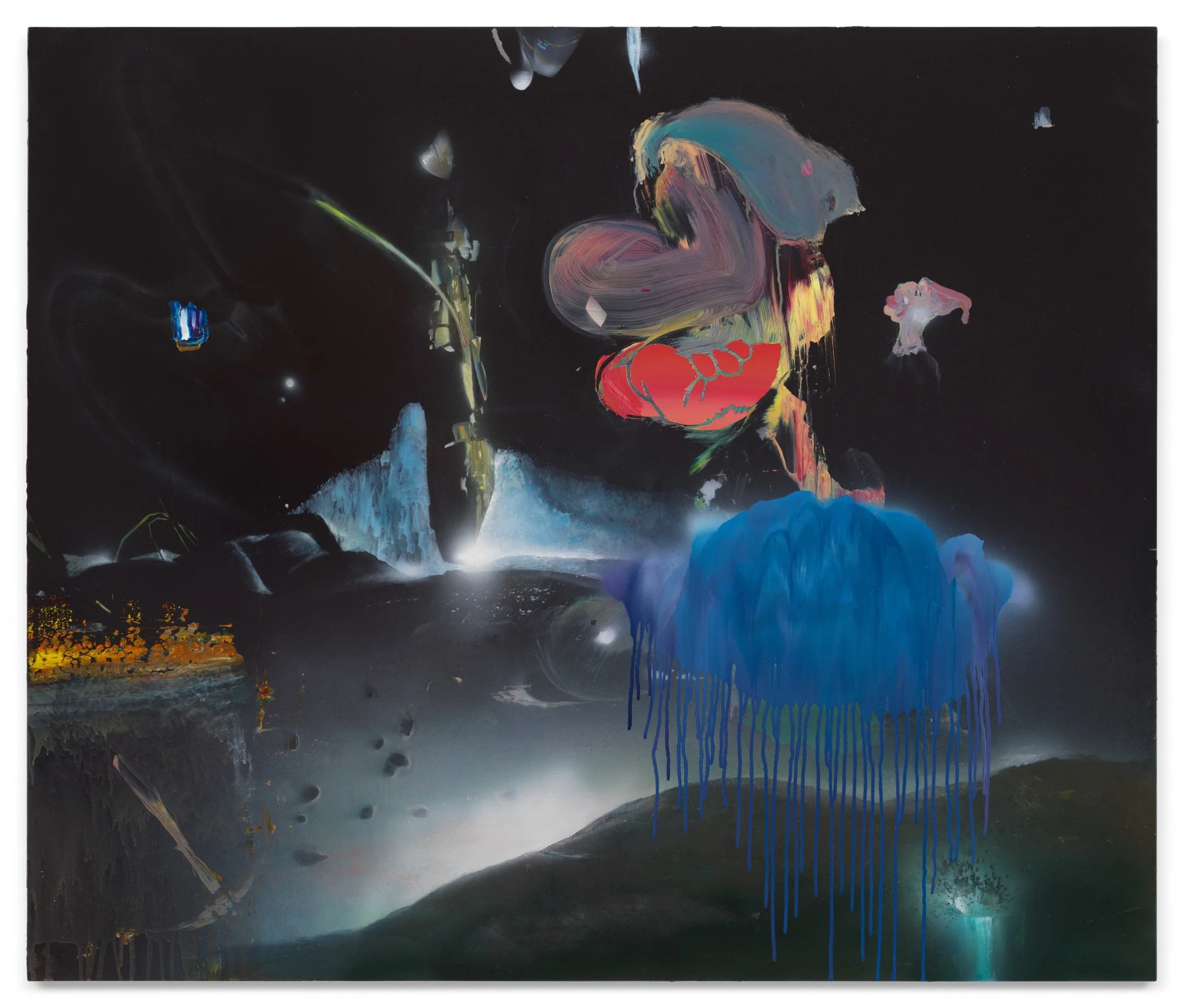 TOM LaDUKE, The Sudden Disappearance, 2023 Mixed media on canvas
42 5/8 x 50 inches