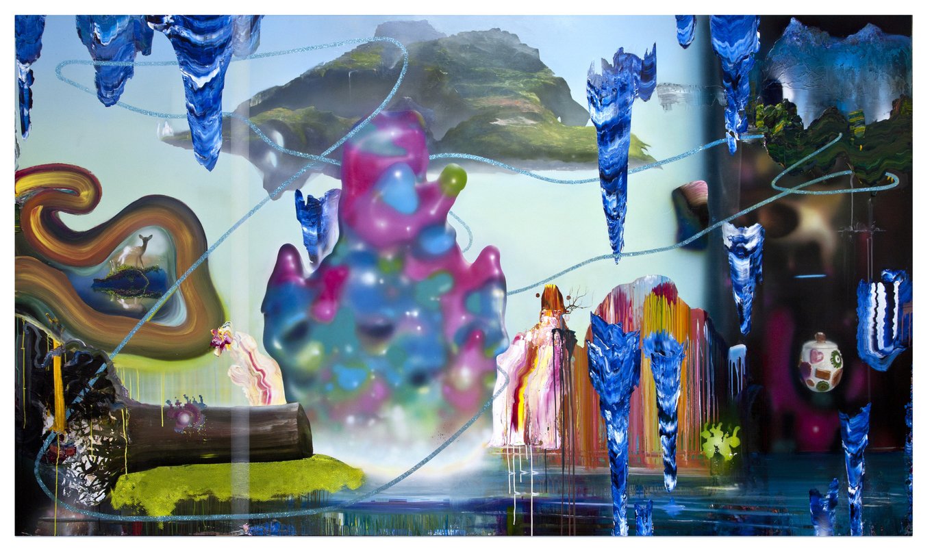 TOM LaDUKE, Chain, 2015
Acrylic and glitter on canvas over panel, 87 x 153 inches