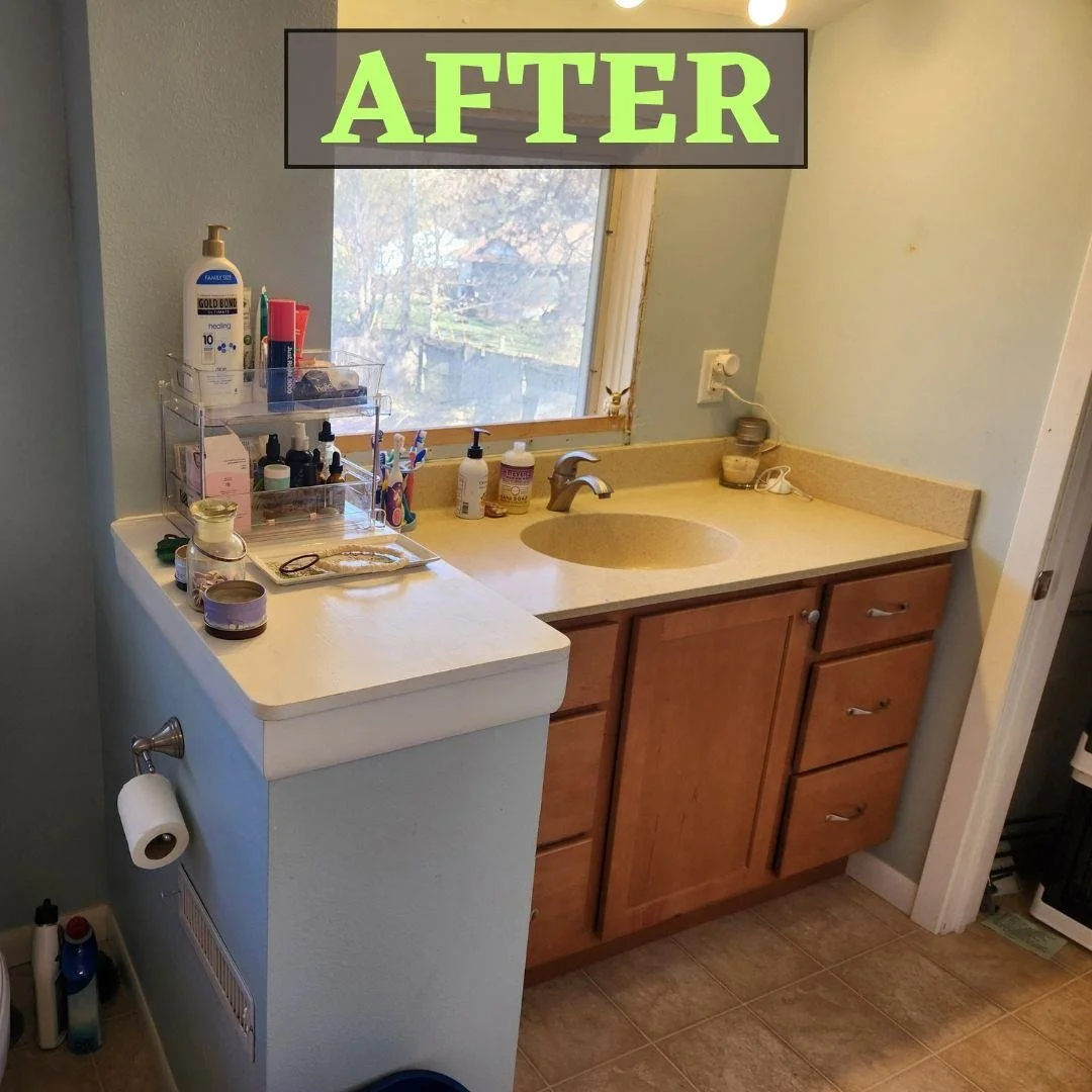 The counters are easier to use. My client already had some organizing shelves that we put to use to clear up counter space. We also went through each drawer and threw out expired and mostly empty products. 

#professionalOrganizing #BathroomOrganizin