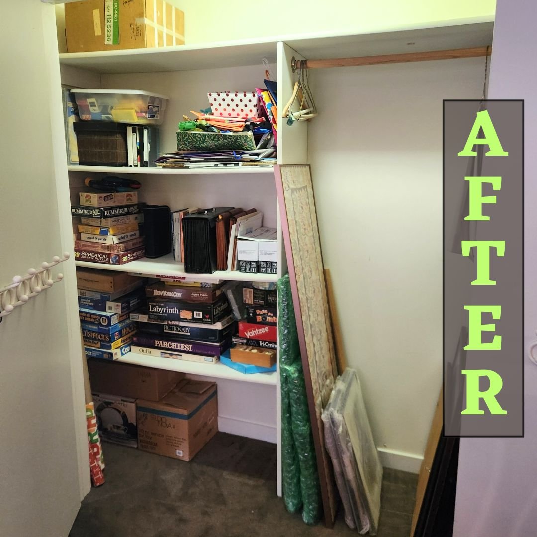 Made a lot of progress in all these closets to prepare for a move and downsizing. Lots of decluttering happened and we found many items to donate. 

#ProfessionalOrganizing #Decluttering #MovingPrep #Downsizing #MakeSpaceForChange #SortnSell