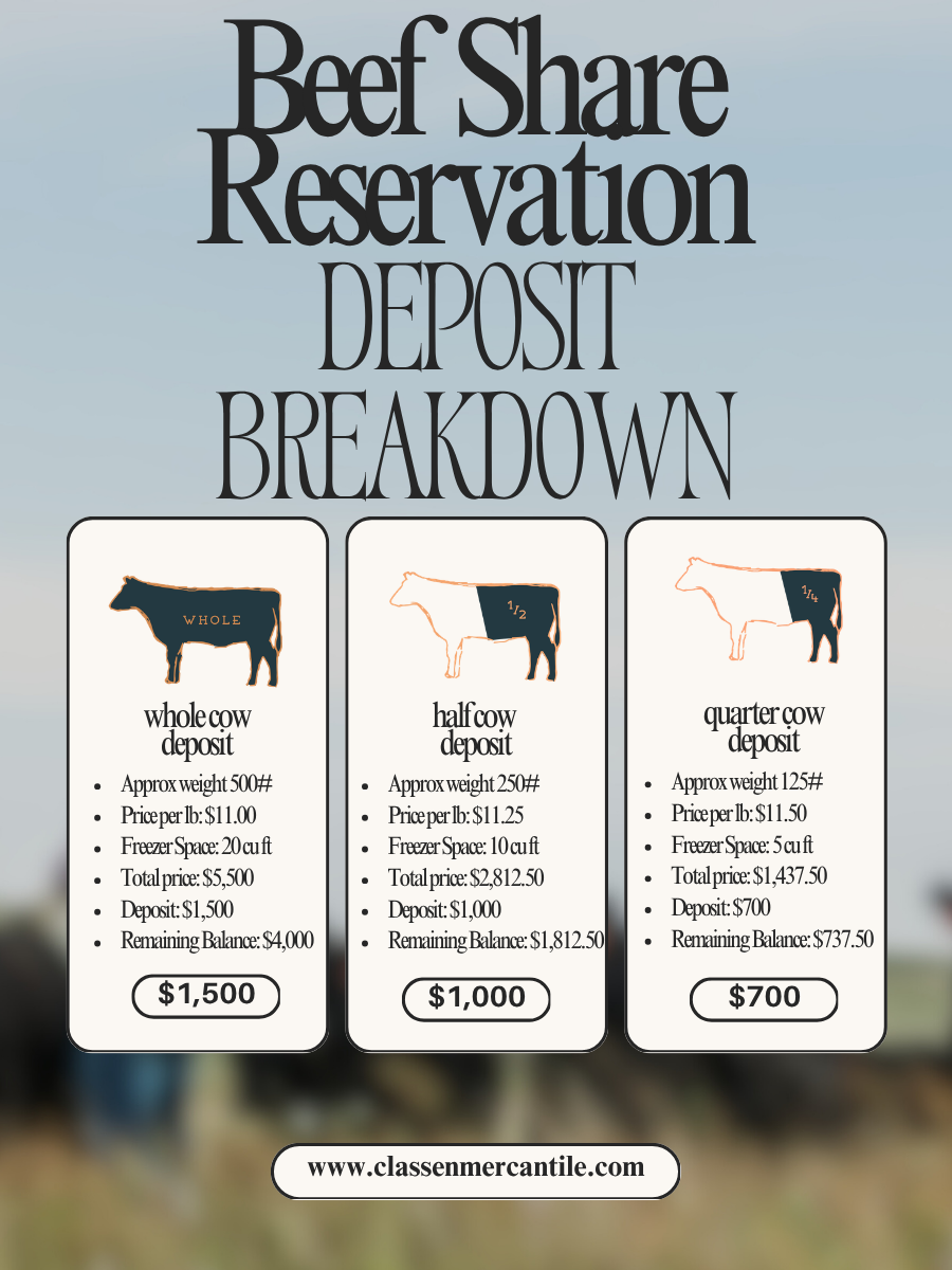 Freezer Filler- Beef Reservation for Upcoming Harvest