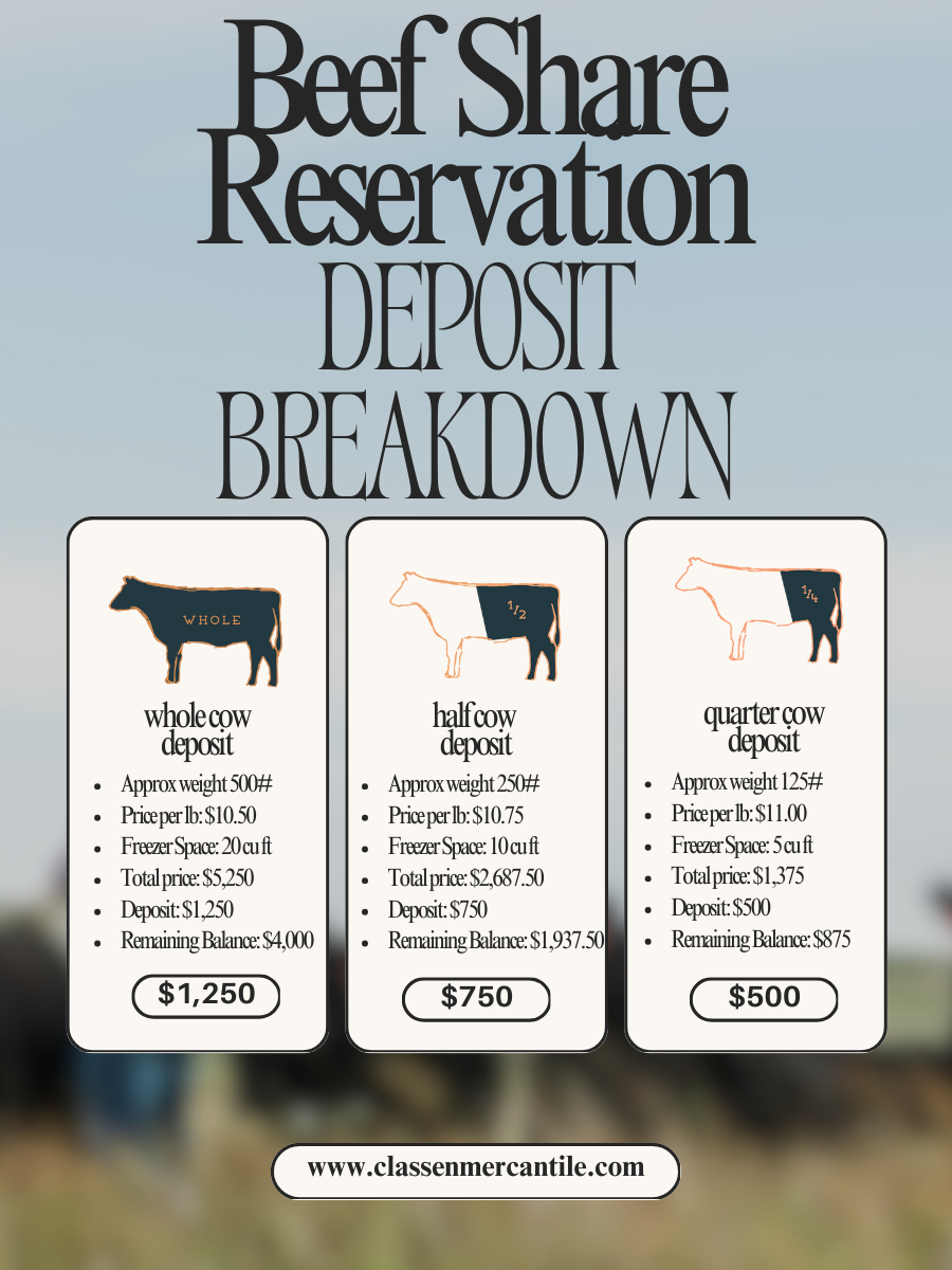 Freezer Filler- Beef Reservation for Upcoming Harvest