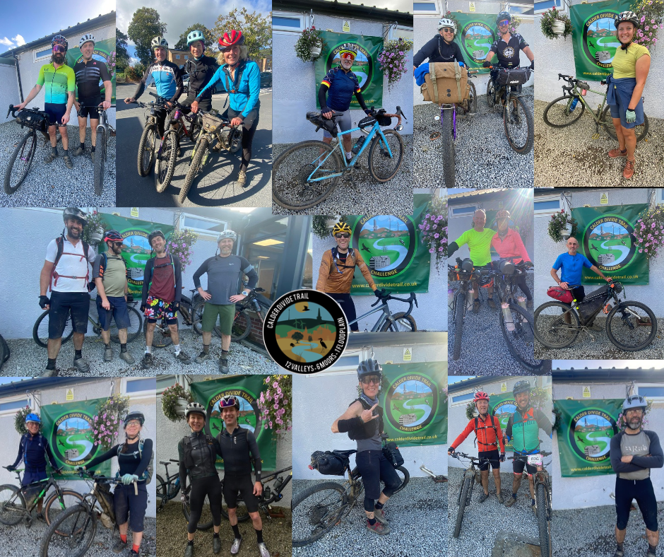 Riders on the Calder Divide Trail bikepacking event in Calder Valley Hebden Bridge Yorkshire