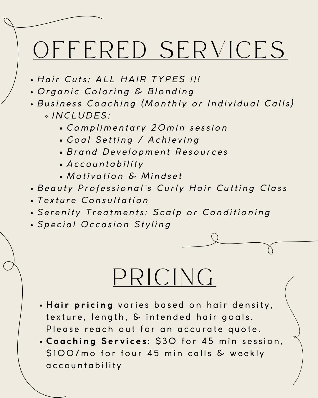 Mock-Post Carousel of Hair Services
