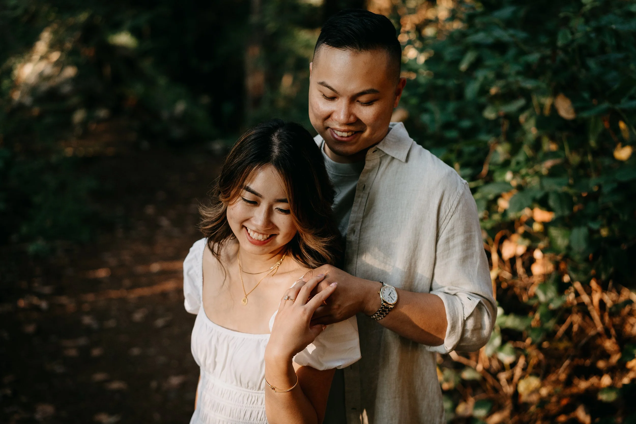engagement session in forest of lighthouse park