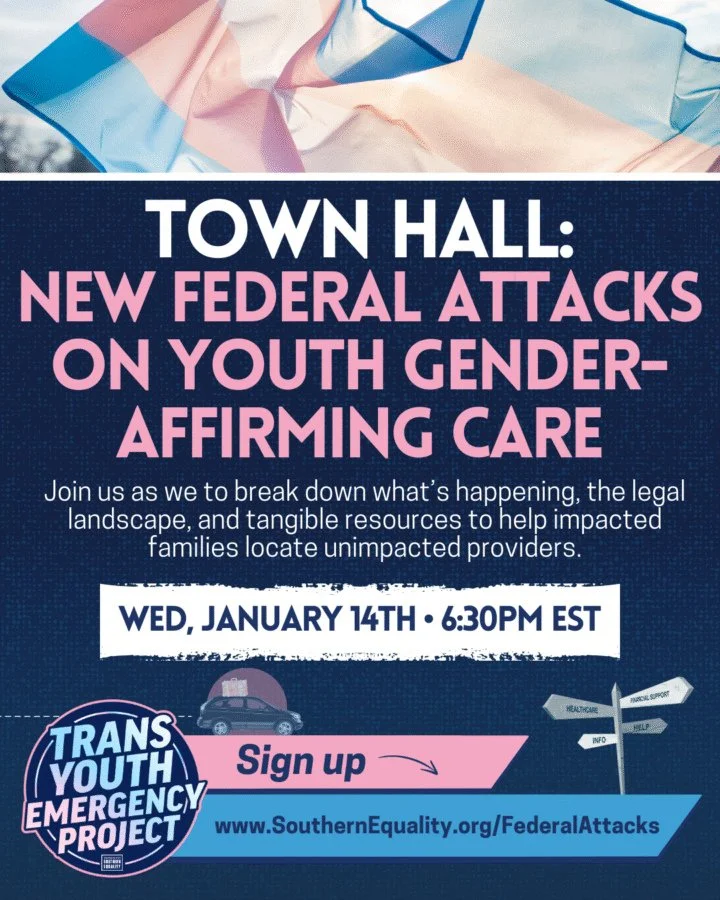 We know the mounting federal attacks on youth gender-affirming care are incredibly overwhelming. The Trans Youth Emergency Project is fighting that overwhelm by sharing information and real, tangible resources for families of trans youth. ⁠
⁠
Join us