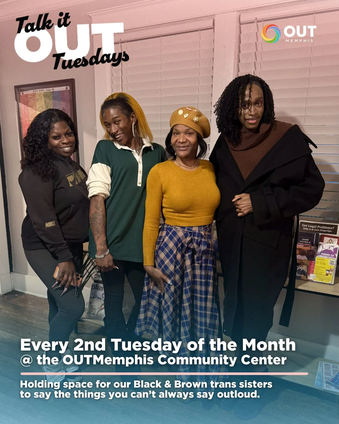 Talk it OUT Tuesdays returns, and we hope to see you there! ⁠
⁠
Join us every 2nd Tuesday of the month for a barber-style conversation for Black &amp; Brown Trans women to share their real truths. ⁠
⁠
Learn more about upcoming programming like this a