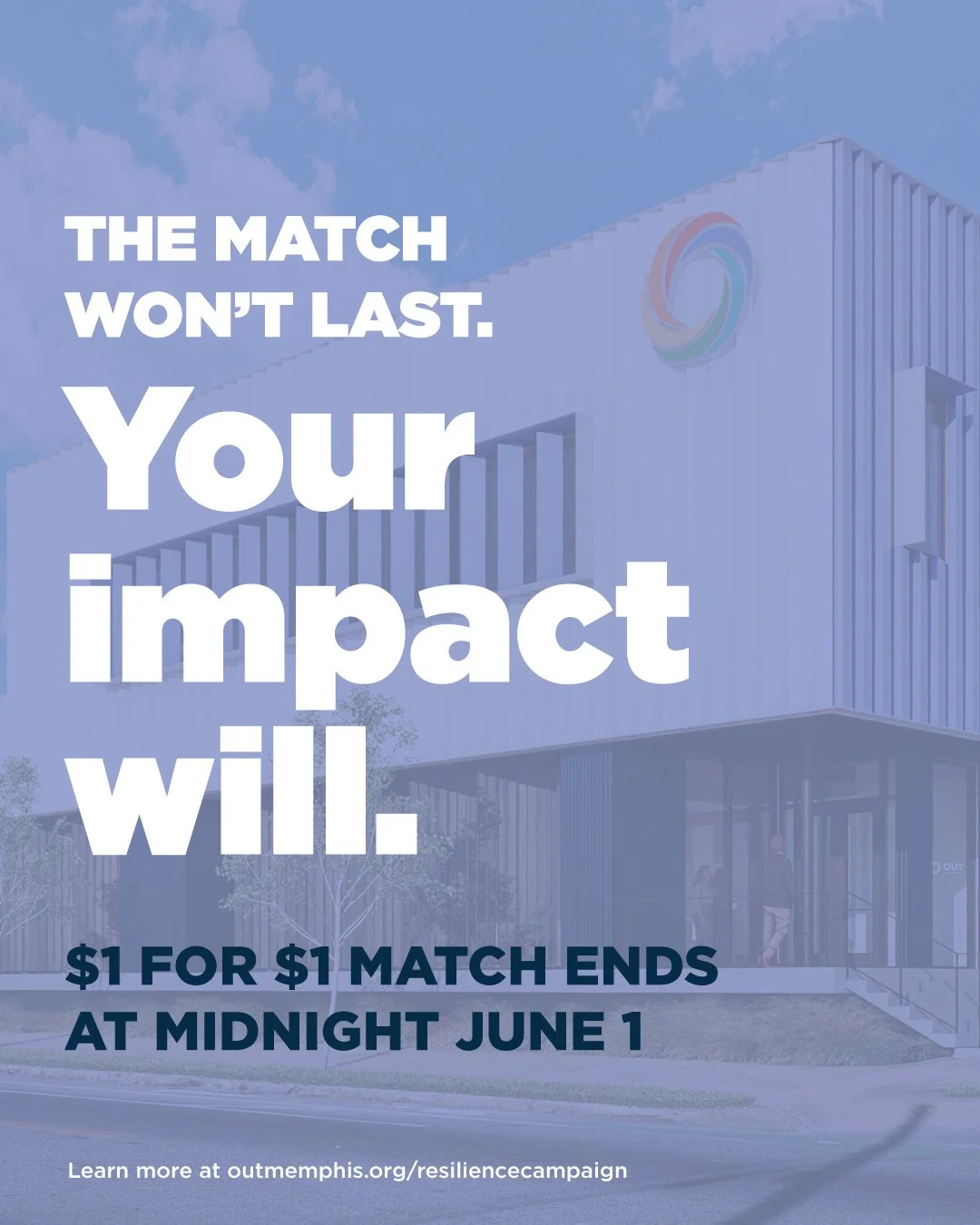 Today is the last day.⁠
⁠
At midnight, the $500,000 match &mdash; made possible by our Honorary Co-chairs, Angie Dagastino and Dottie Jones &mdash; closes. Every gift to our Action &amp; Resilience capital campaign before then is doubled. After tonig
