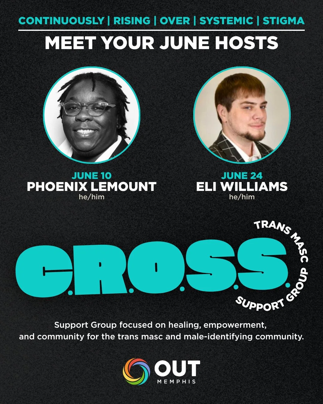 Last 2 CROSS sessions of the year are coming to THIS MONTH! Meet our hosts for starting with Phoenix on June 10th and Eli on June 24th! ⁠
⁠
Through shared experiences, community dialogue, and access to daily essentials, CROSS bridges the gaps that to