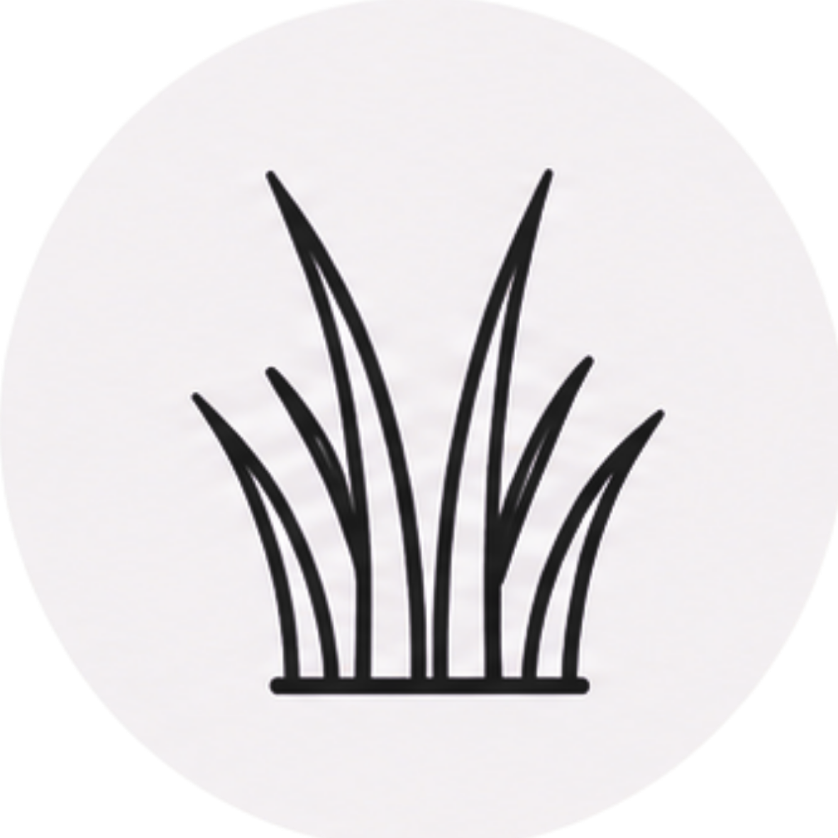 Black line icon showing a cluster of grass blades, representing artificial turf blade shapes like S-blade or W-blade fiber options