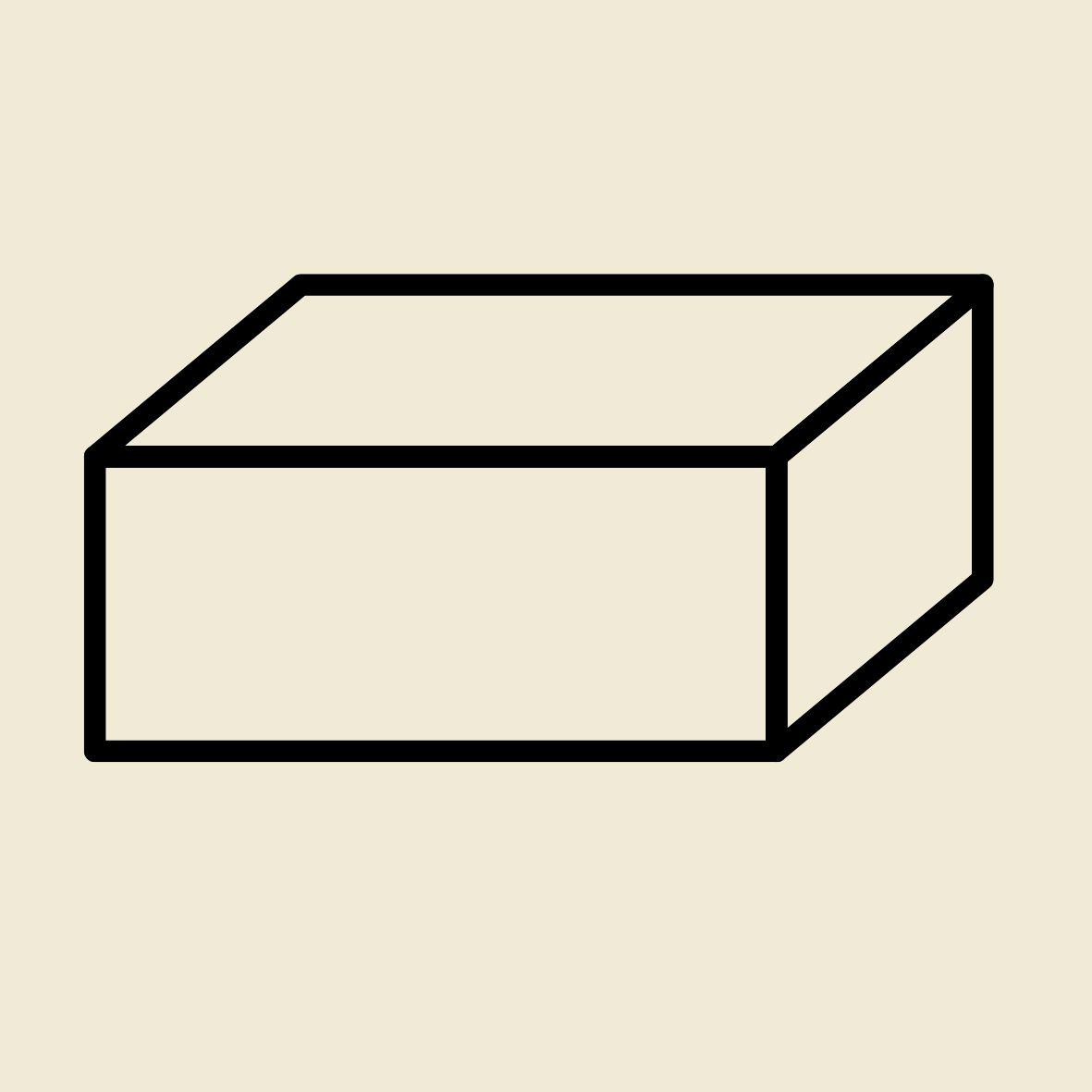 Black line icon showing a single concrete paver block in a 3D perspective, representing materials used for custom retaining wall and patio construction services.