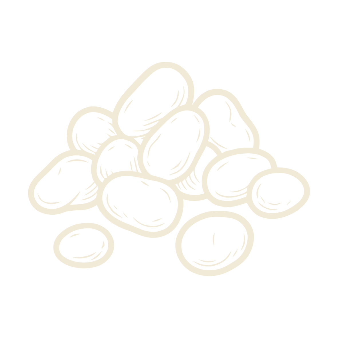 Grey line icon showing a pile of drainage gravel and smooth rocks, representing clean stone backfill materials used for retaining wall water management systems.