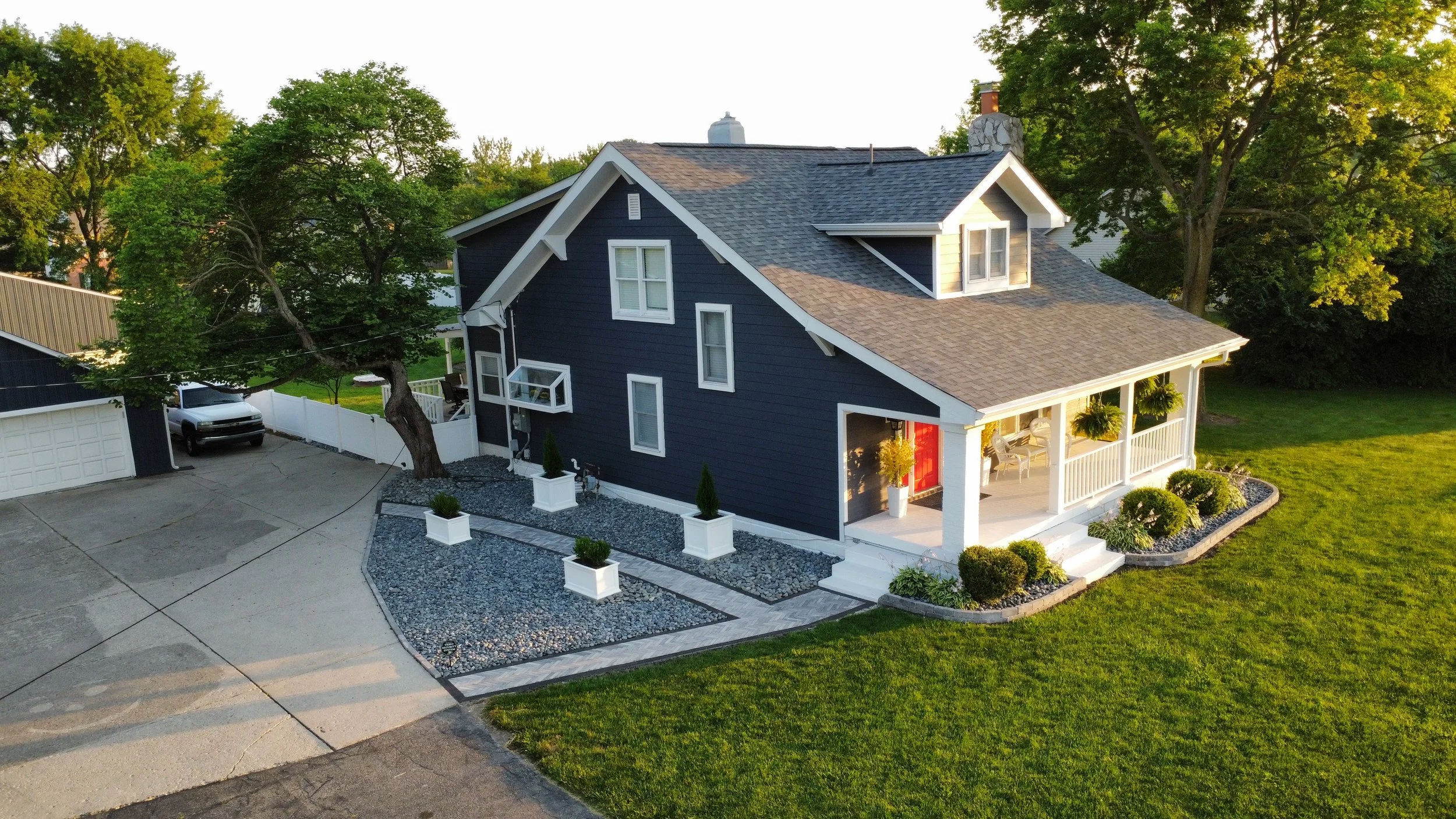 Completed residential hardscaping and custom paver landscaping project by B&F Hardscaping in Avon, Indiana.