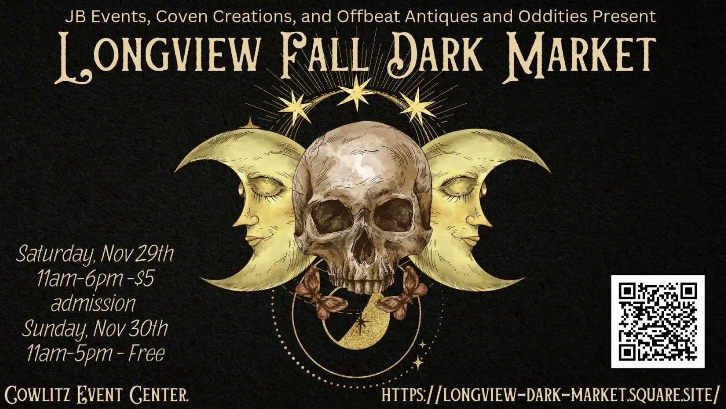 Mark your calendars, because this black friday weekend is the Longview Fall Dark Market!
This market is the time when we can all come together and celebrate the holiday cheer with a twist.
Bring your curiosity and your alt friends, because we have mu