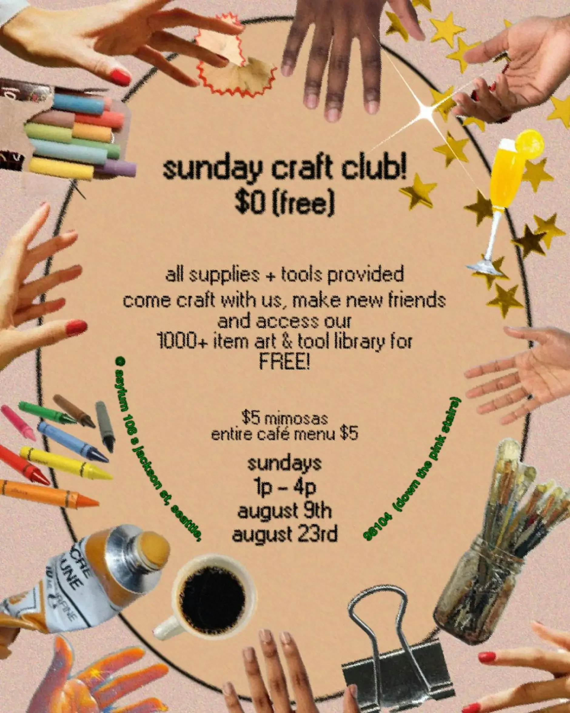 SUNDAY CRAFT CLUB: free art supply library + craft brunch