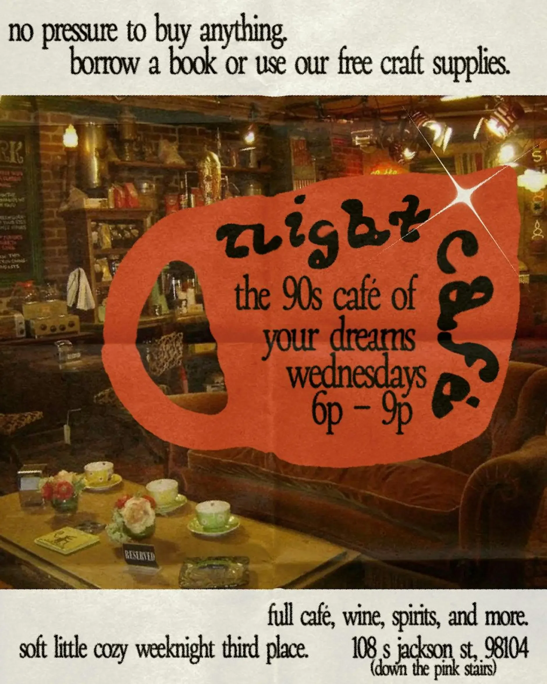 NIGHT CAFE: 90s-style late-night café & craft hours (free!)