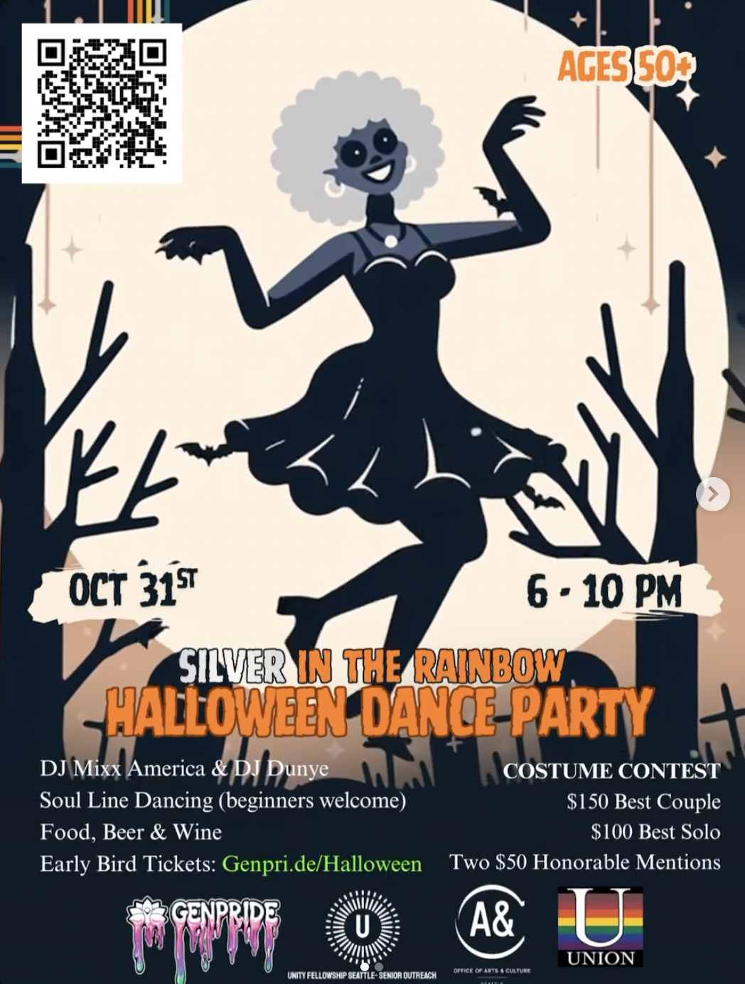 Silver in the Rainbow: Halloween Dance Party for LGBTQ+ Elders and Friends (50+)