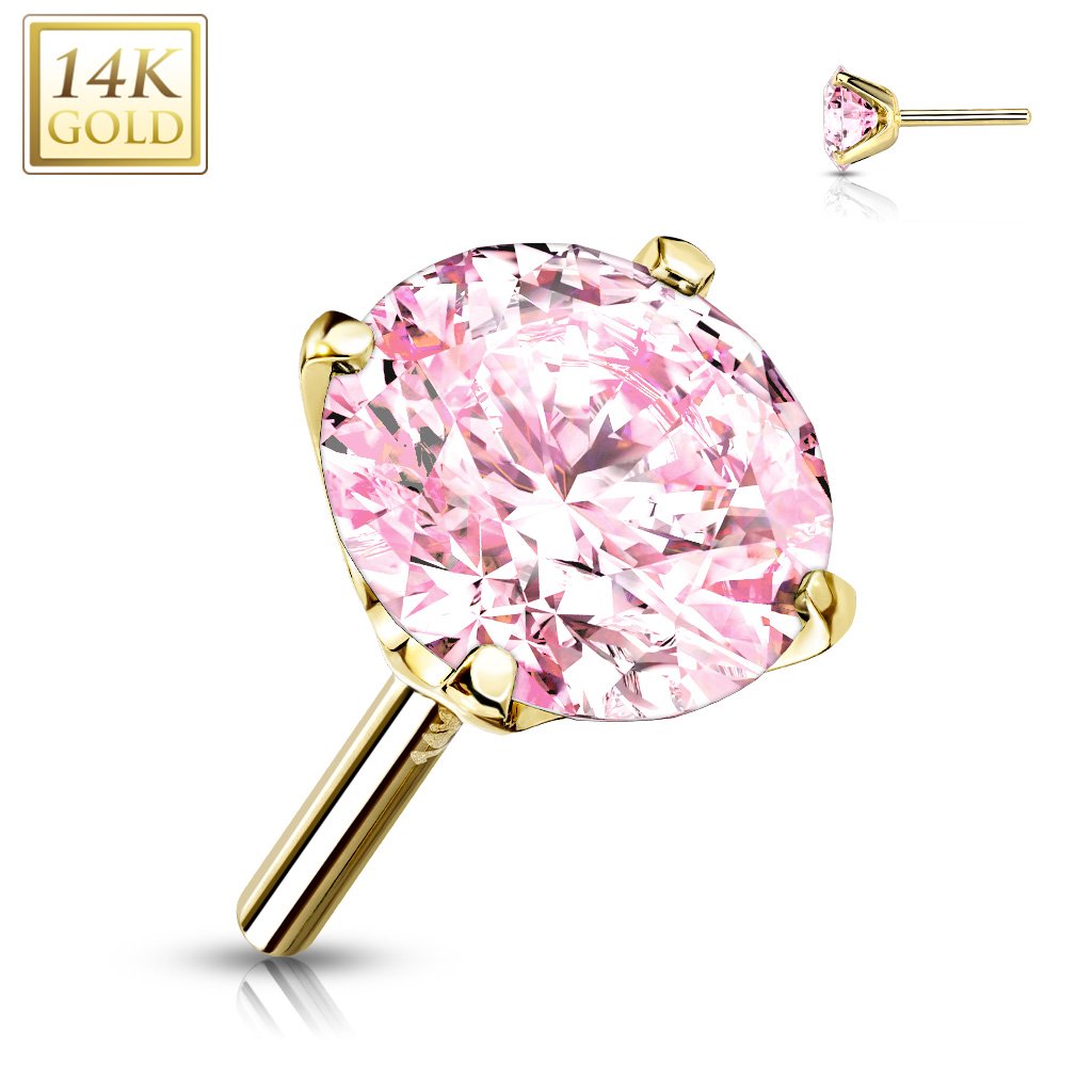 Solid 14K Gold - Pink CZ $129