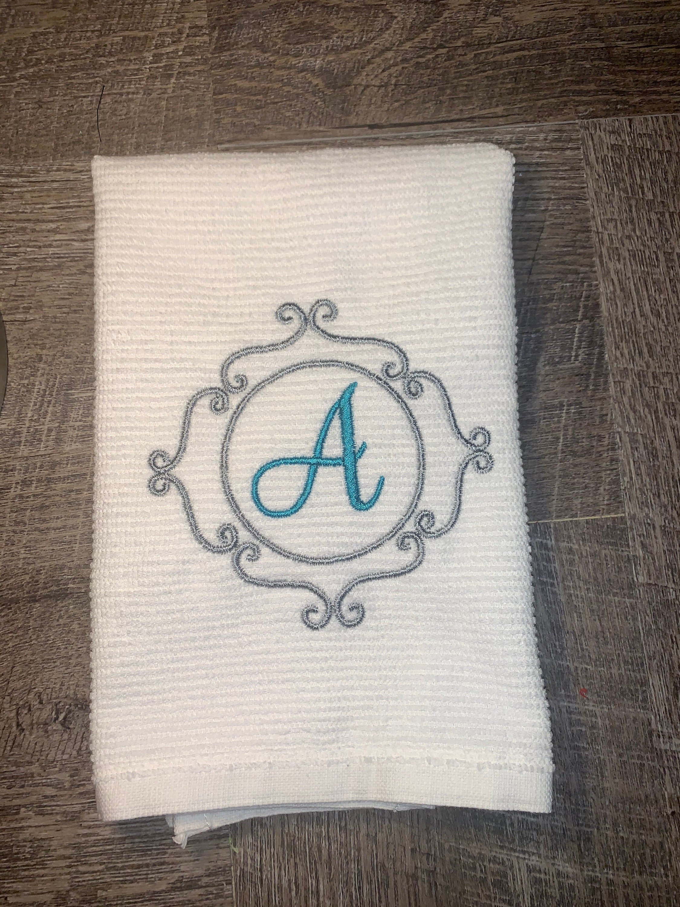 Embroidered monogram towel