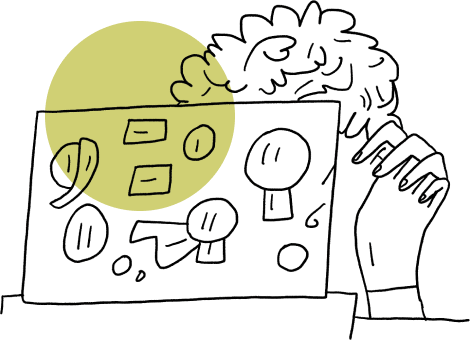 Illustration of a business owner on her computer realising her  DIY Canva branding needs an upgrade