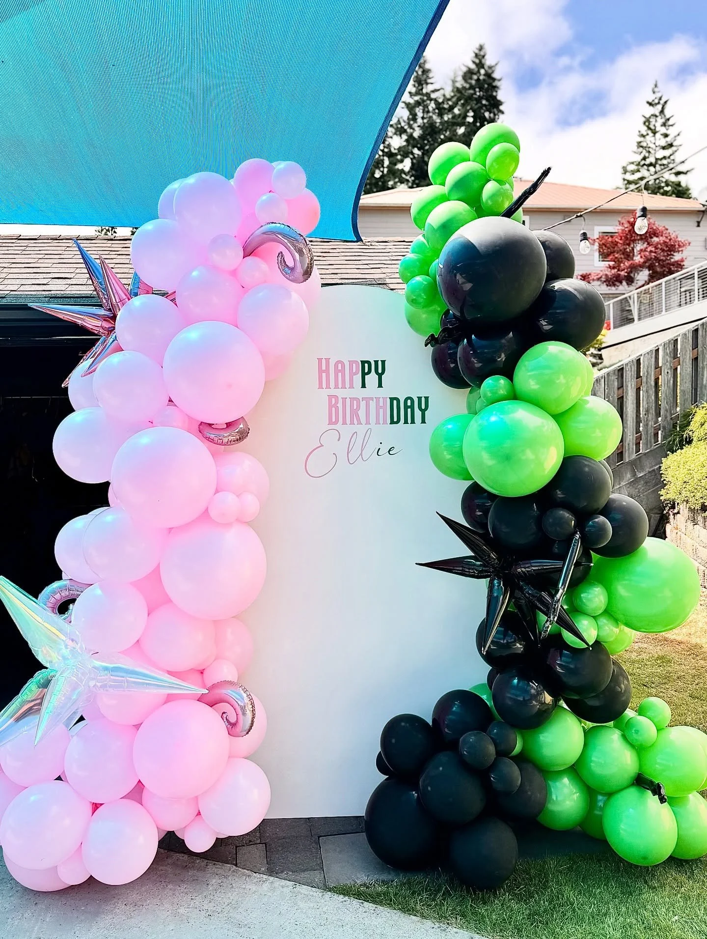 A Wickedly perfect birthday party for my sweet girl! This was such a fun theme to work with, and I have a feeling will be a popular one after the second movie is released this fall!
This panel with custom vinyl has been a hit this summer and it&rsqu