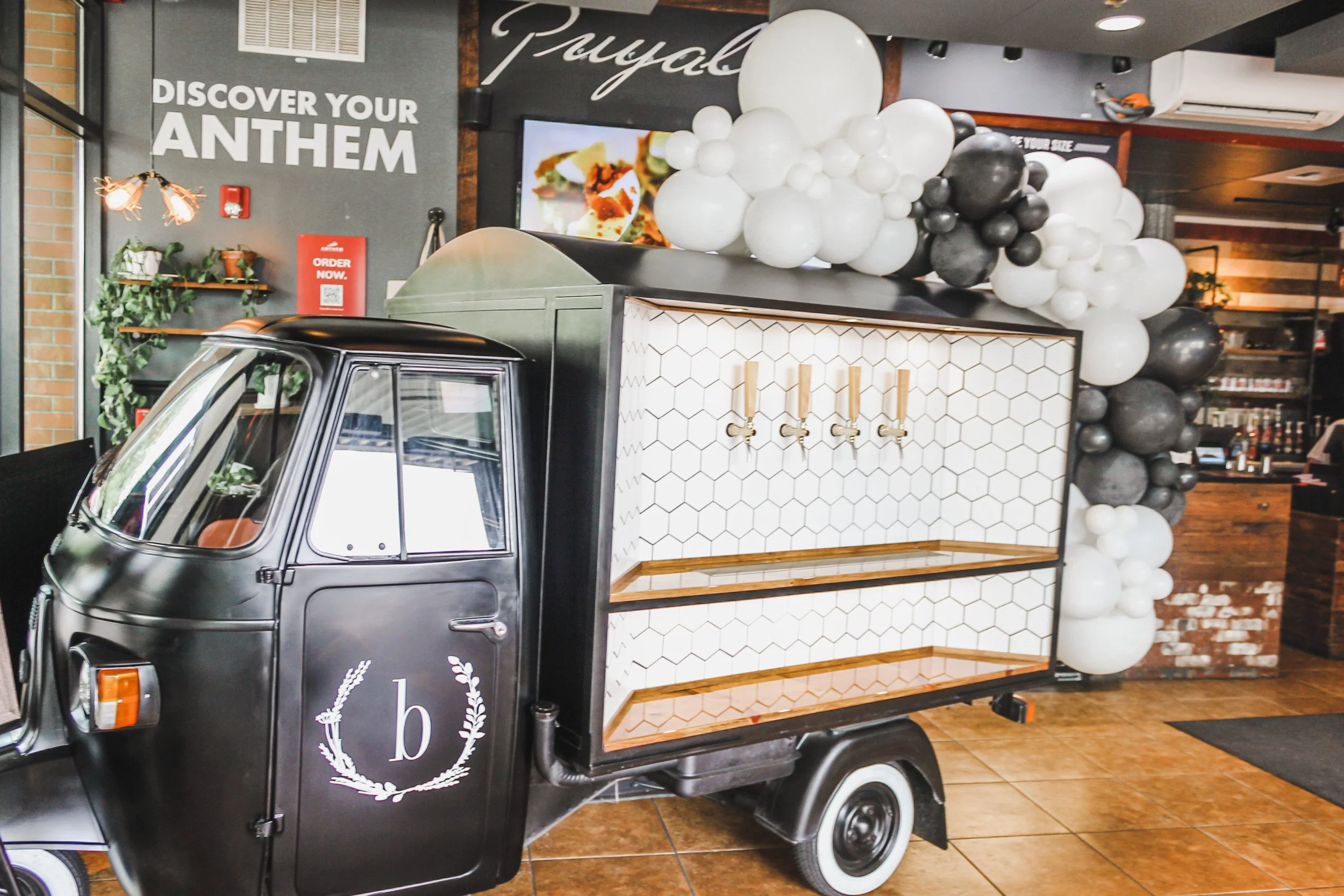 balloon-decor-on-custom-cart-puyallup-coffee-grand-opening.JPG
