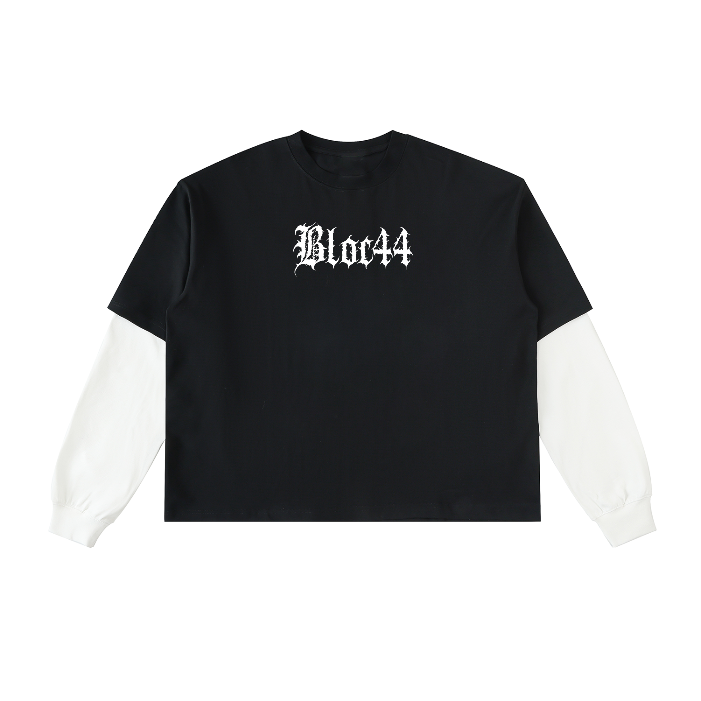 Layered Contrast Sleeve Cotton T-Shirt .png