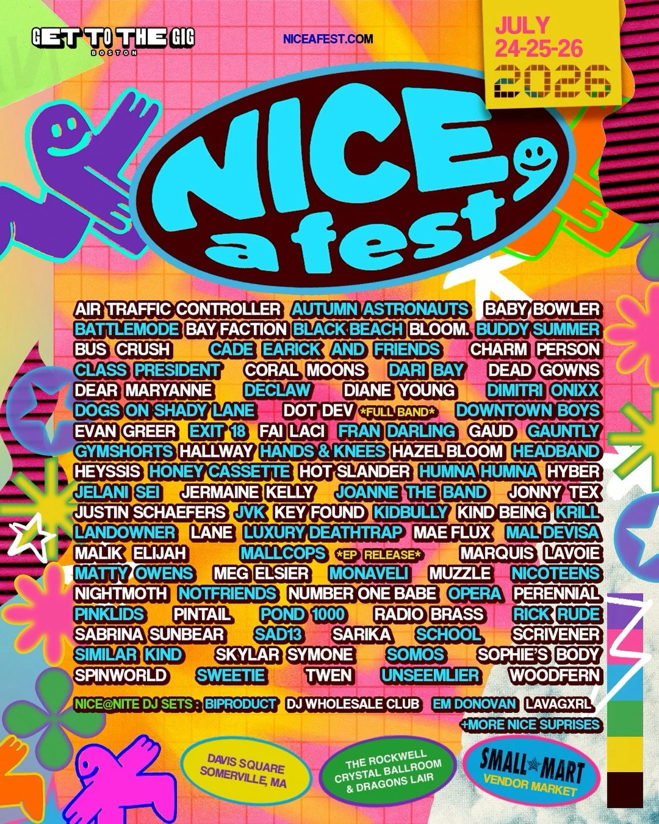 85 bands. $120 all in for a weekend pass. That&rsquo;s only $1.41 per band to have the nicest weekend of your life probably. 

that&rsquo;s a NICE deal 🤯 See you July 24&ndash;26.  Get your tickets at niceafest dot com

🖼️ @madisonarrichiello