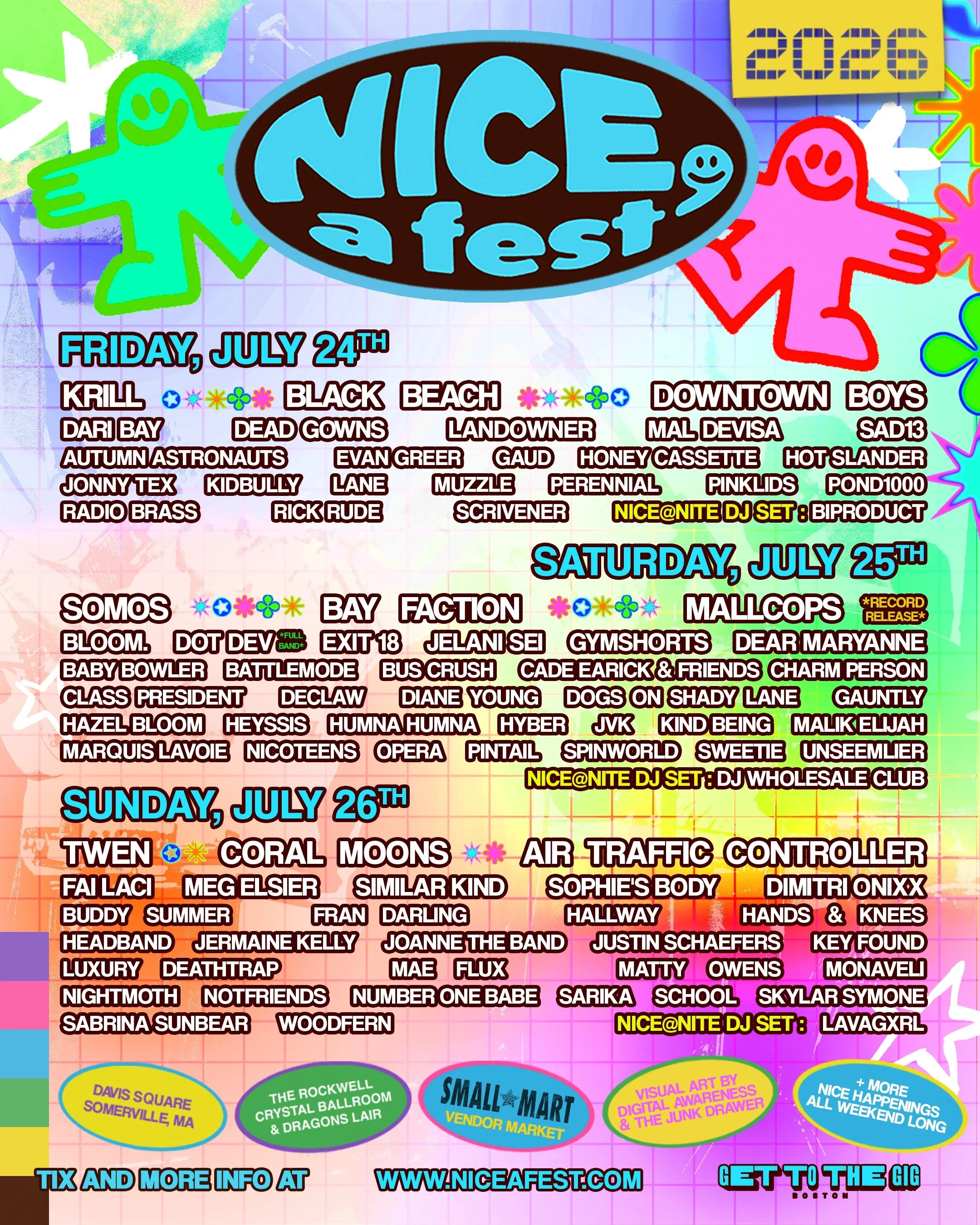 HEY NICE FAM. Here&rsquo;s some quick updates for you so you don&rsquo;t feel left in the dark 🫣

⁉️😮NICE, a fest 2026 is only a week and a half away!
🫡⏰Set times drop tomorrow 7/16.
🎟️📈Ticket Prices increase at 12:01am on 7/18. 
😮🫣We are on t