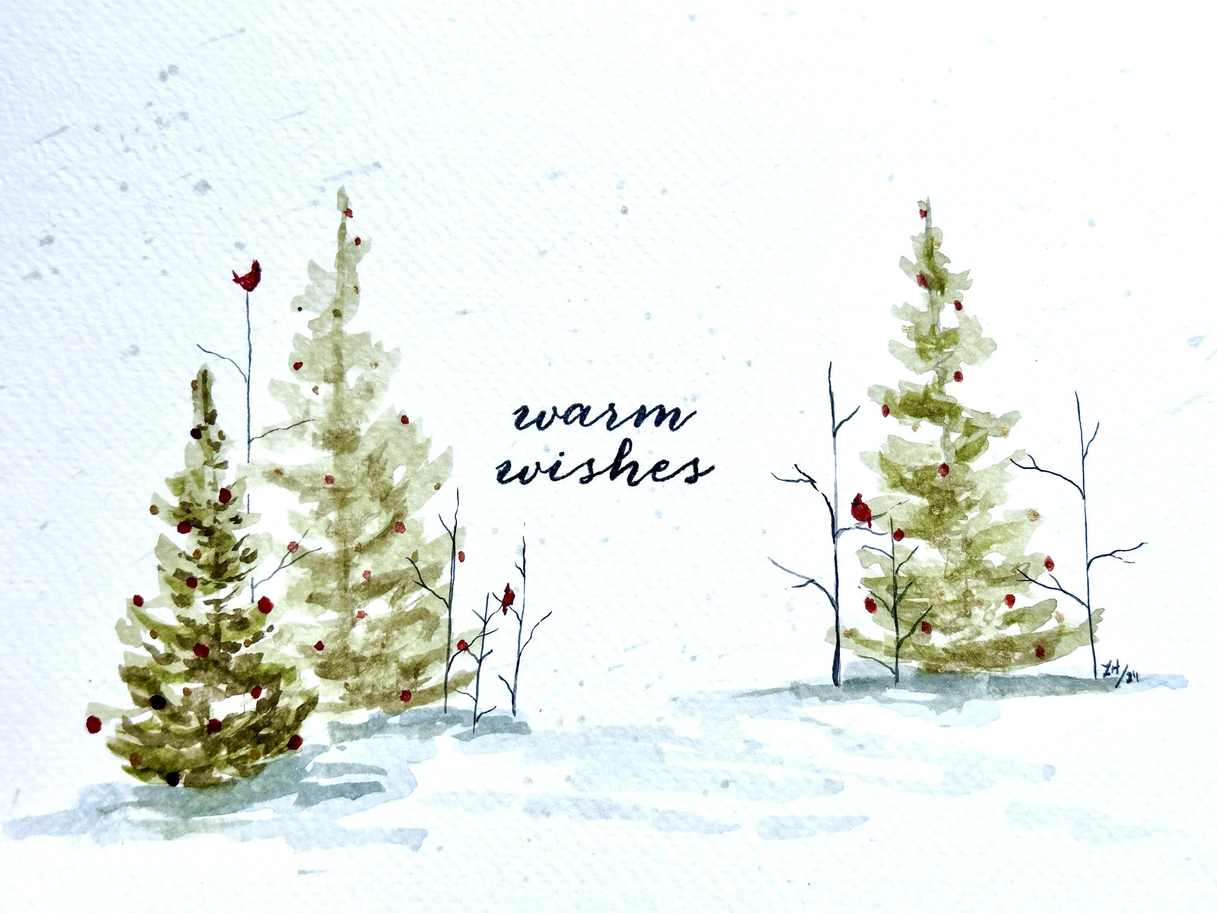 Watercolor Christmas Cards at Frederic Art Center