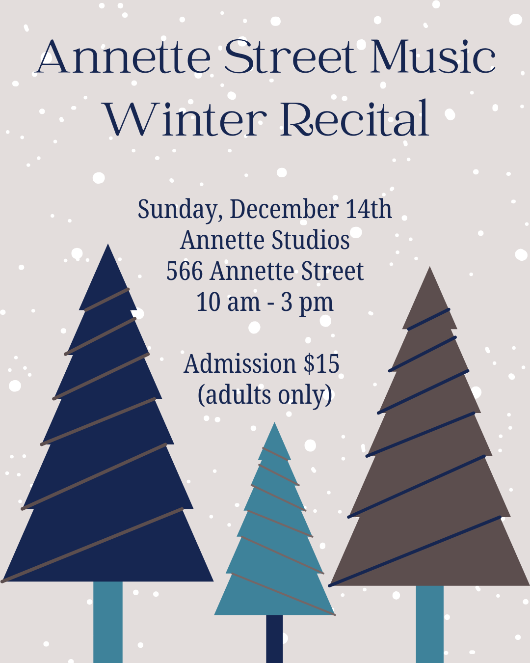 Annette Street Music, Toronto music lessons, piano, guitar, voice, drums, rock band, student recital, concert, music school, choir
