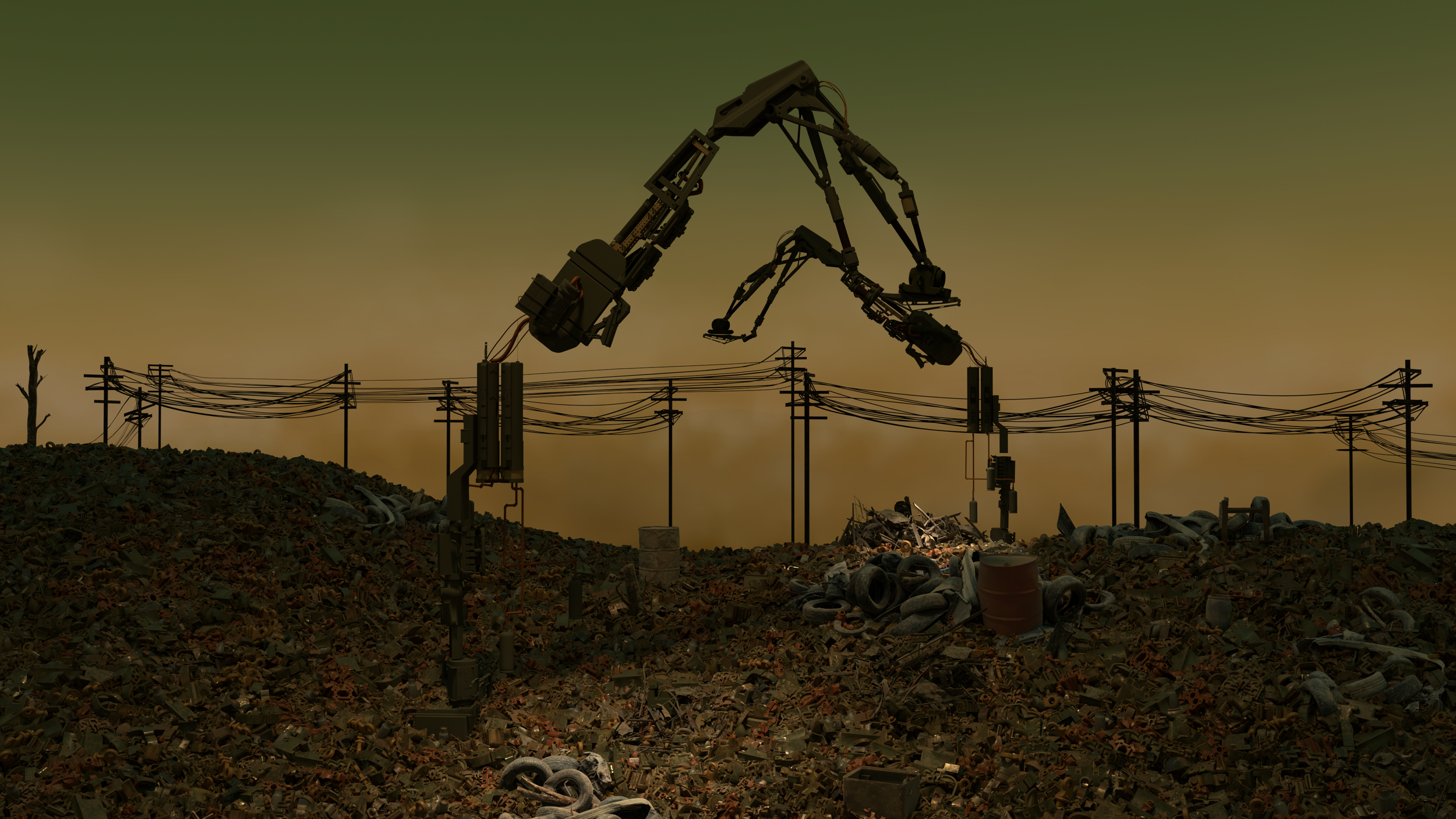 Robotic trashpickers in their endless and redundant mission of moving debris around.