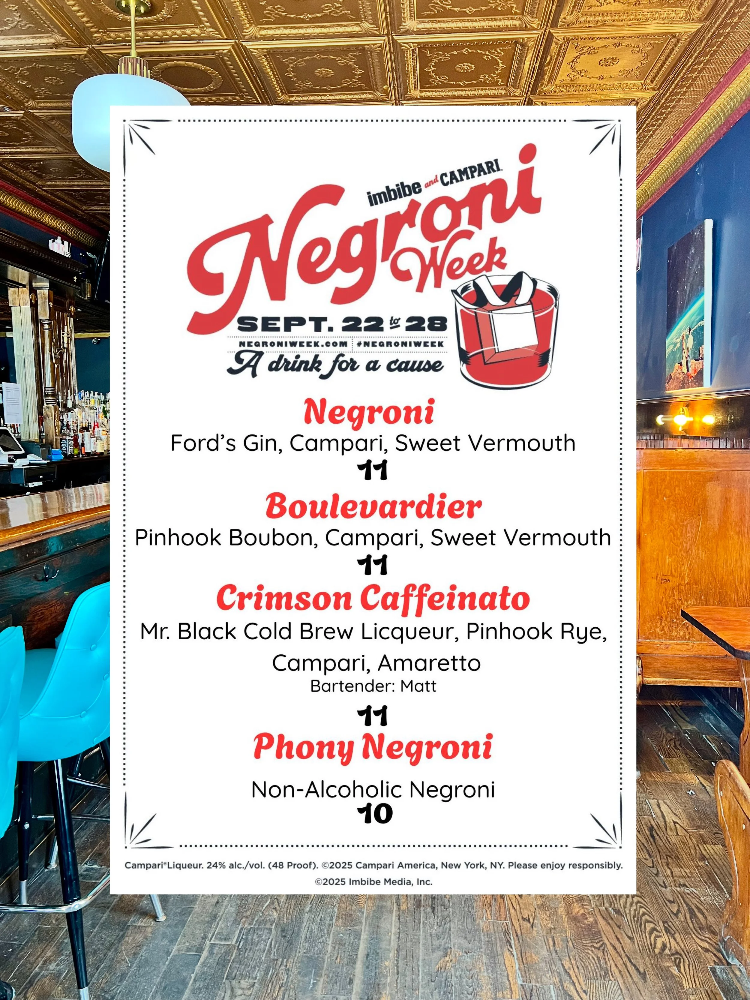 Negroni Week! 9/22-9/28