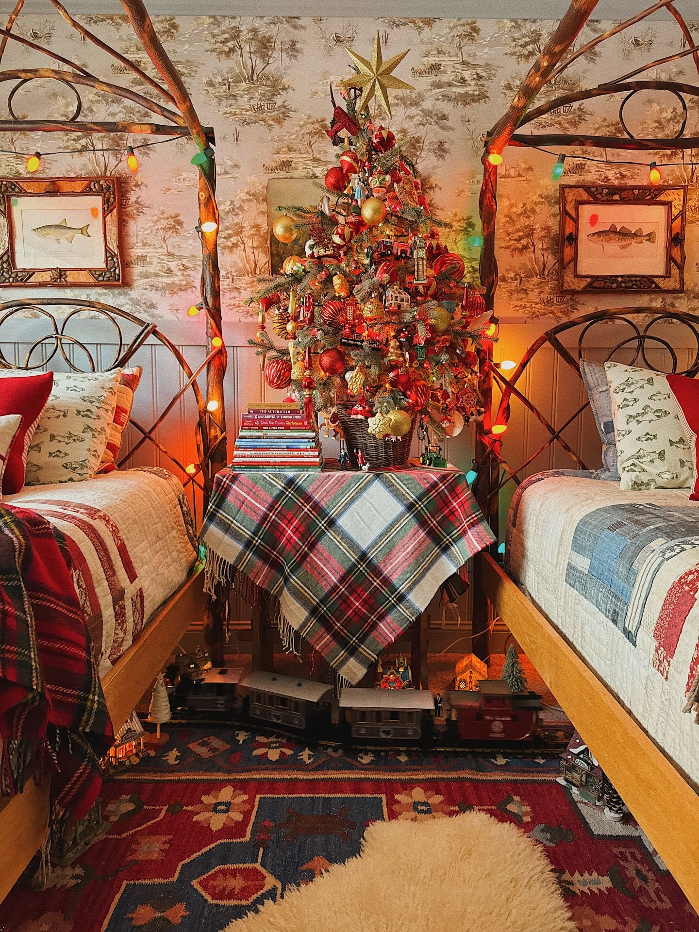 Currently on the boys&rsquo; nightstand - a stack of Christmas books for cozy nights tucked under the lights. Swipe and save to reference as you build your own holiday library for the little ones in your life. And please do share your recommendations