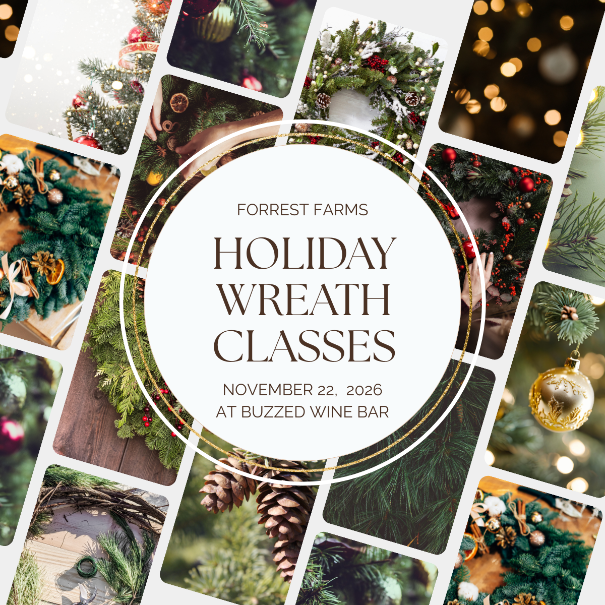 Holiday Wreaths | Buzzed Wine Bar | 11.22.26 | Burlington
