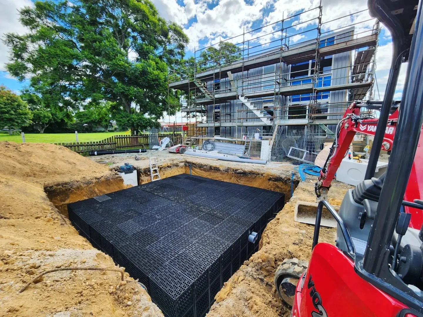 We're Happy to get this one ticked off before the wetter months, drainage for 6 townhouses with a decent cirtex rainsmart system. 🏗 ♻️