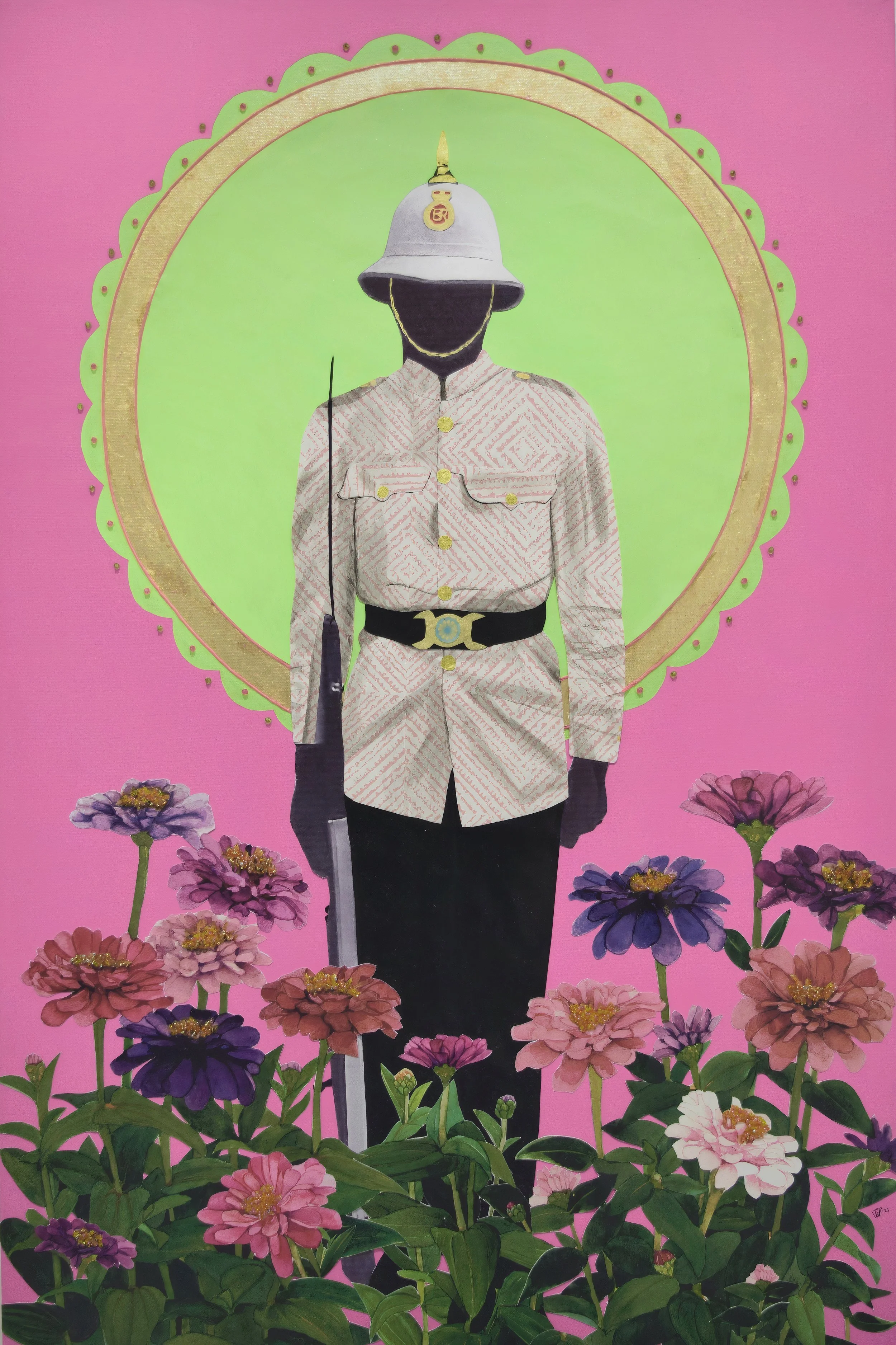 Protect to Grow I (36x24in), mixed media collage on canvas