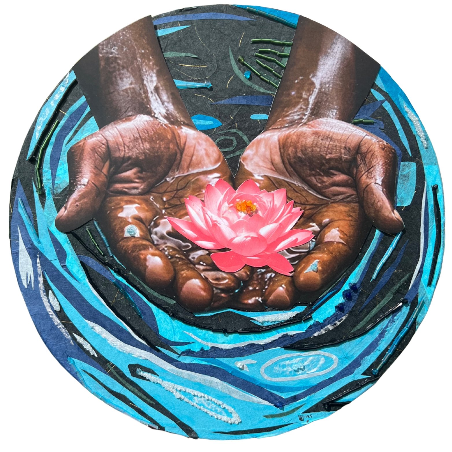 "In My Hands", Mixed media on canvas, 12x12in