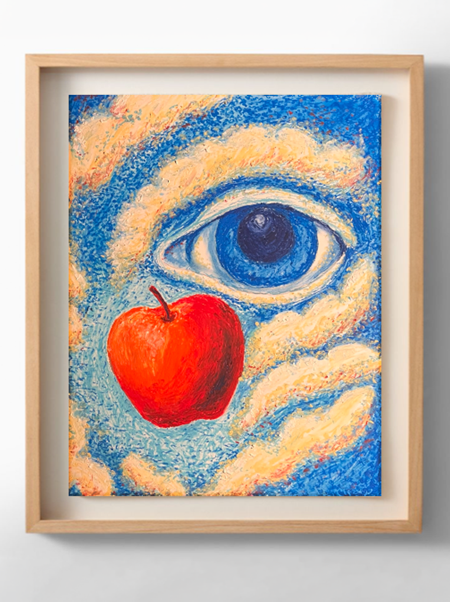 Literal Cliche - T-shirt art - Apple of My Eye - Oil Pastel