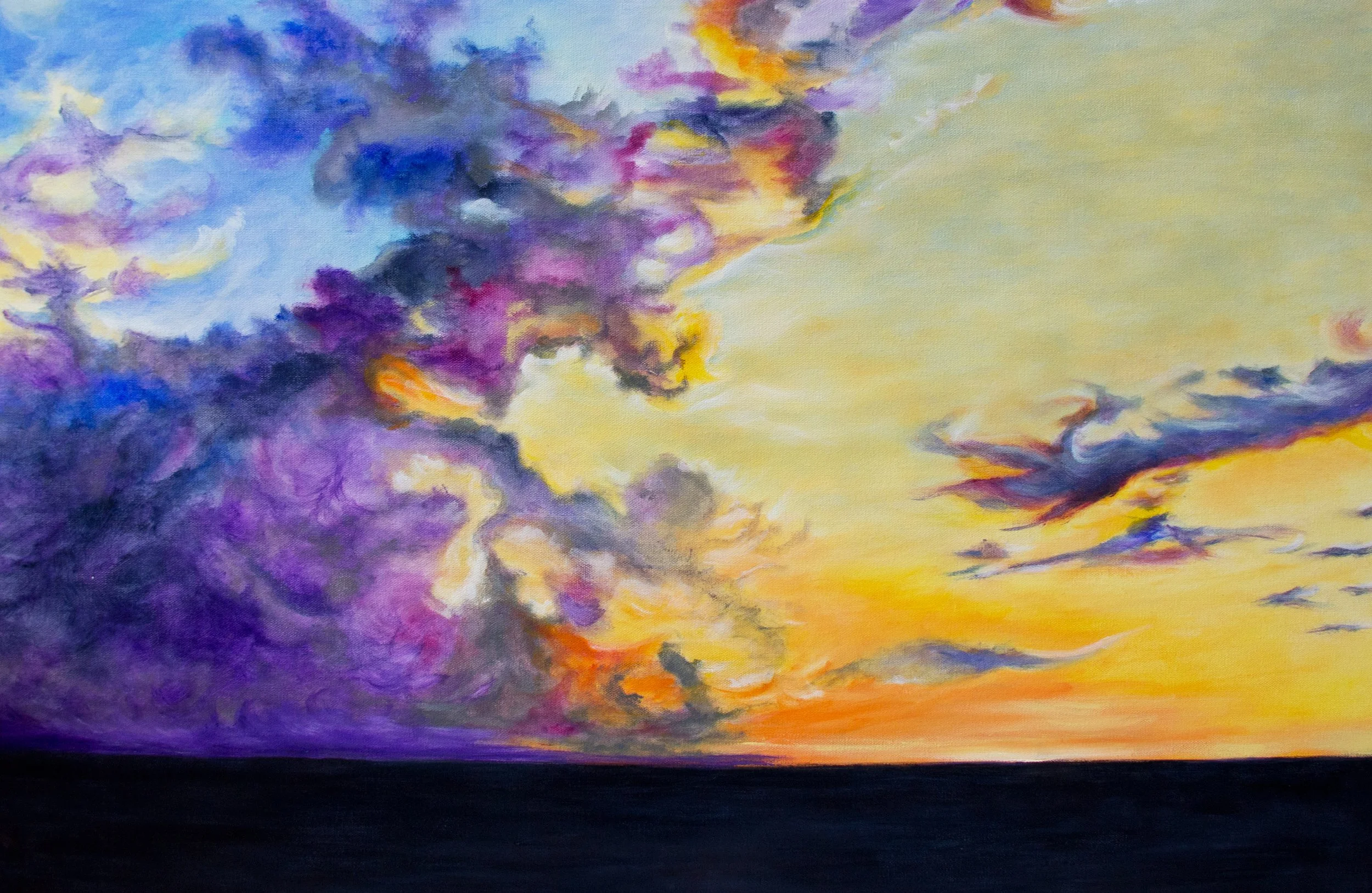 A BOTTLE OF PAINT SPILLED IN THE SKY
(36" x 24" x 1.5")