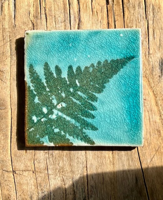 Spreyton Pottery Fern Tile:Coaster 2.jpg