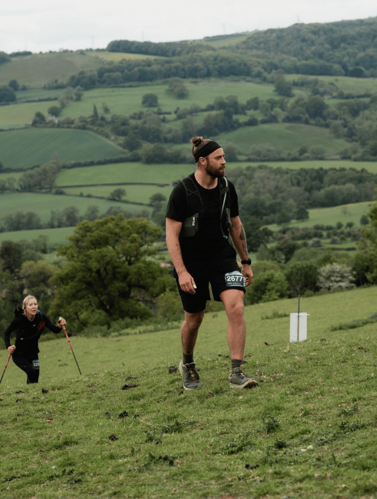 Jamie, owner of jj strength, running at a marathon race in the cotswolds