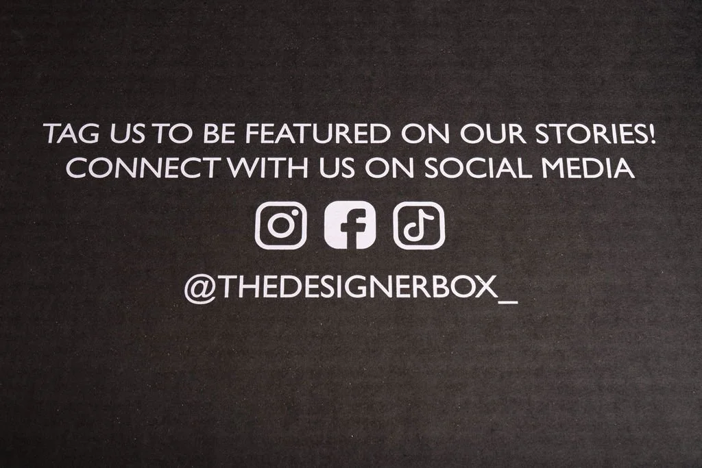 TheDesignerBox text on packaging