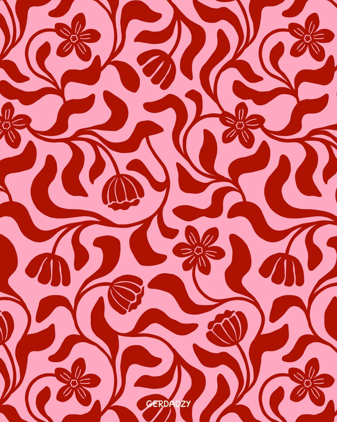 This was an old sketch that I finally picked up in December and just went with it without a clear idea of what will final pattern would look like, combining my 2 main themes: flowers and wavy shapes. In the end, it was a very fun pattern to make, one