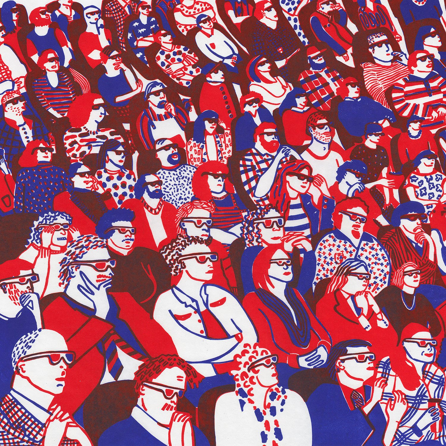 3D Cinema Linocut Print