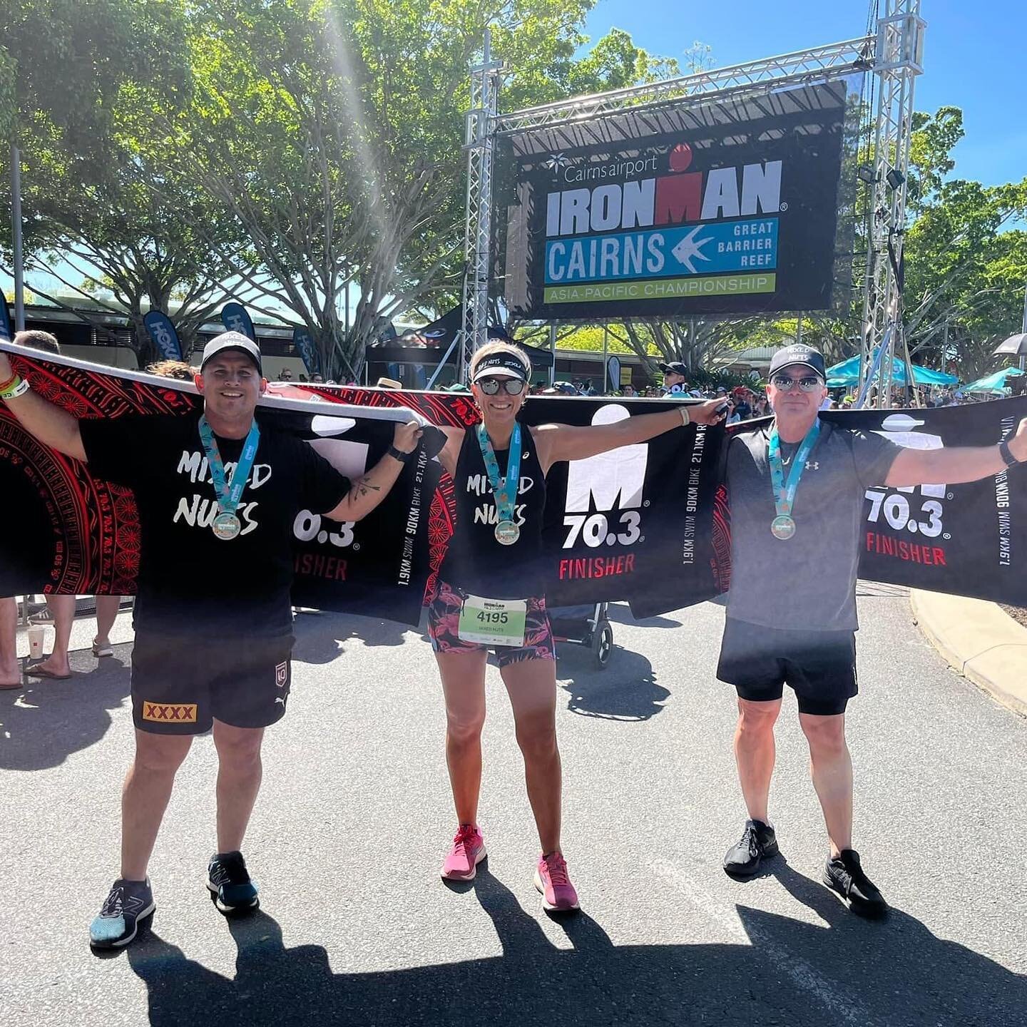 Well done to everyone who competed in the IRONMAN in Cairns over the weekend ..

Paddy was the swimmer(1.9km) in our team Mixed Nuts with Chris on the bike (90km)and Nikki running (21km)

The performances from the athletes who competed this event as 