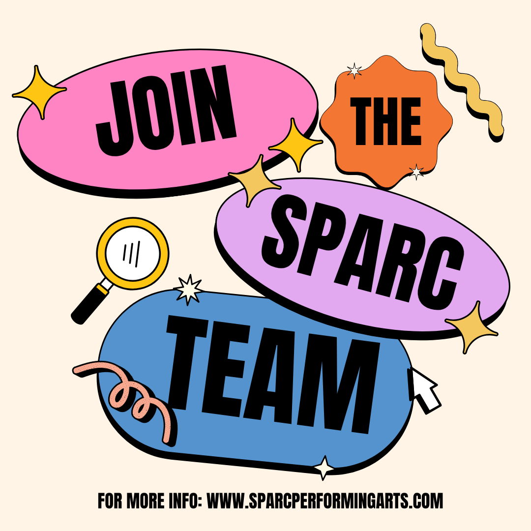 A colourful image with four texts boxes and various shapes on it. The test boxes read (top to bottom): Join the SPARC Team. There SPARC website is listed below the images and other text.