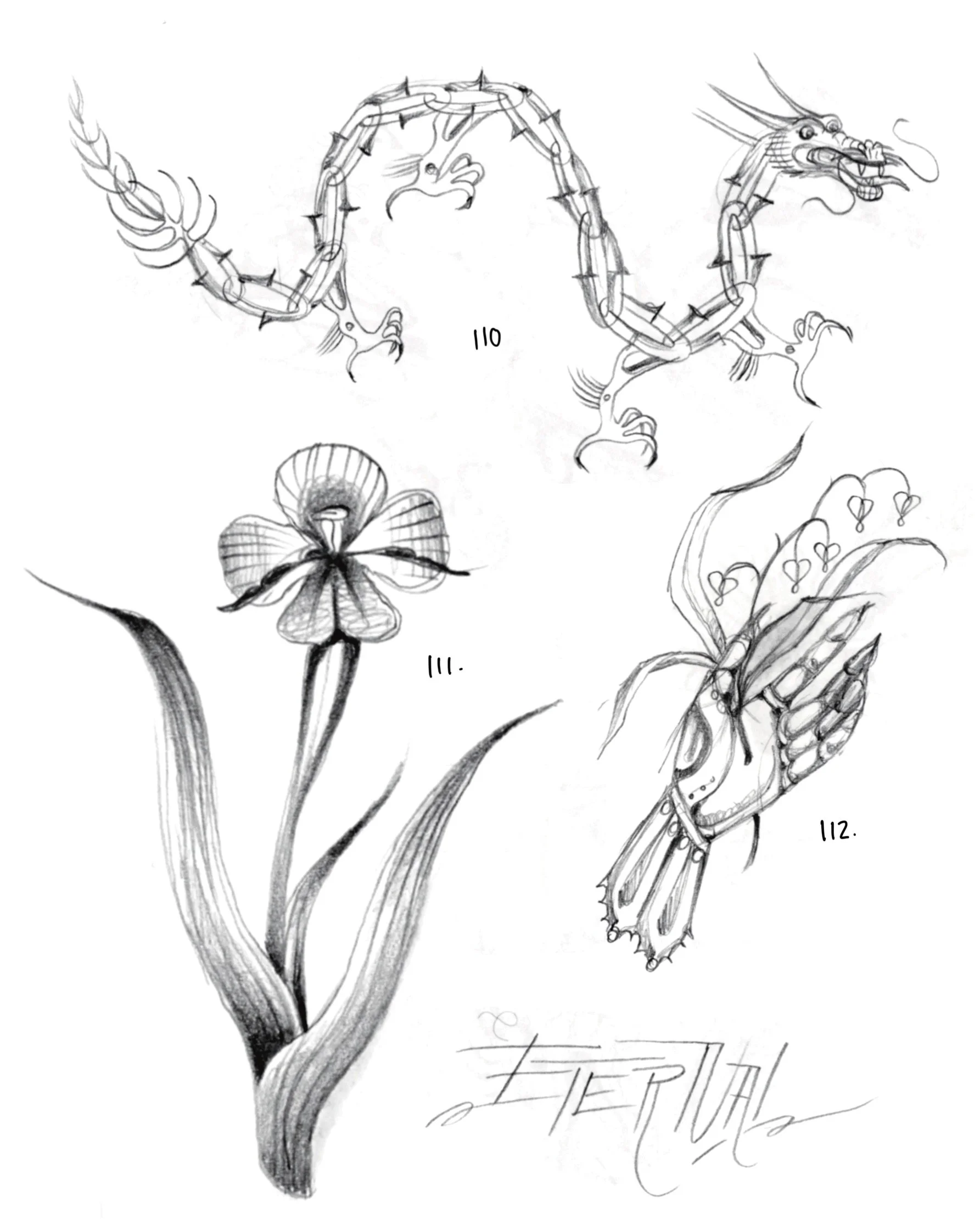 Gauntlets, dragon and flower