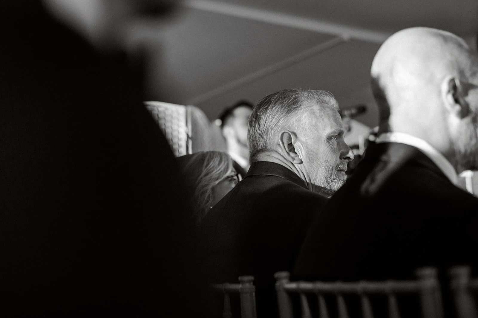 father of the bride crying during wedding ceremony